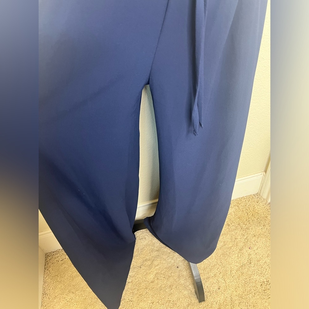 NTM: Tyche Navy Halter Cutout Wide-Leg Jumpsuit Flowy Boho Wear One-Piece Size L - Picture 11 of 16
